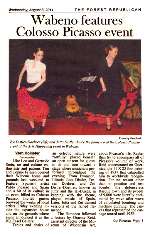 Image of article in the Wabeno Forest Republican August 3, 2011 clipping about Jutta & the Hi-Dukes (tm)
